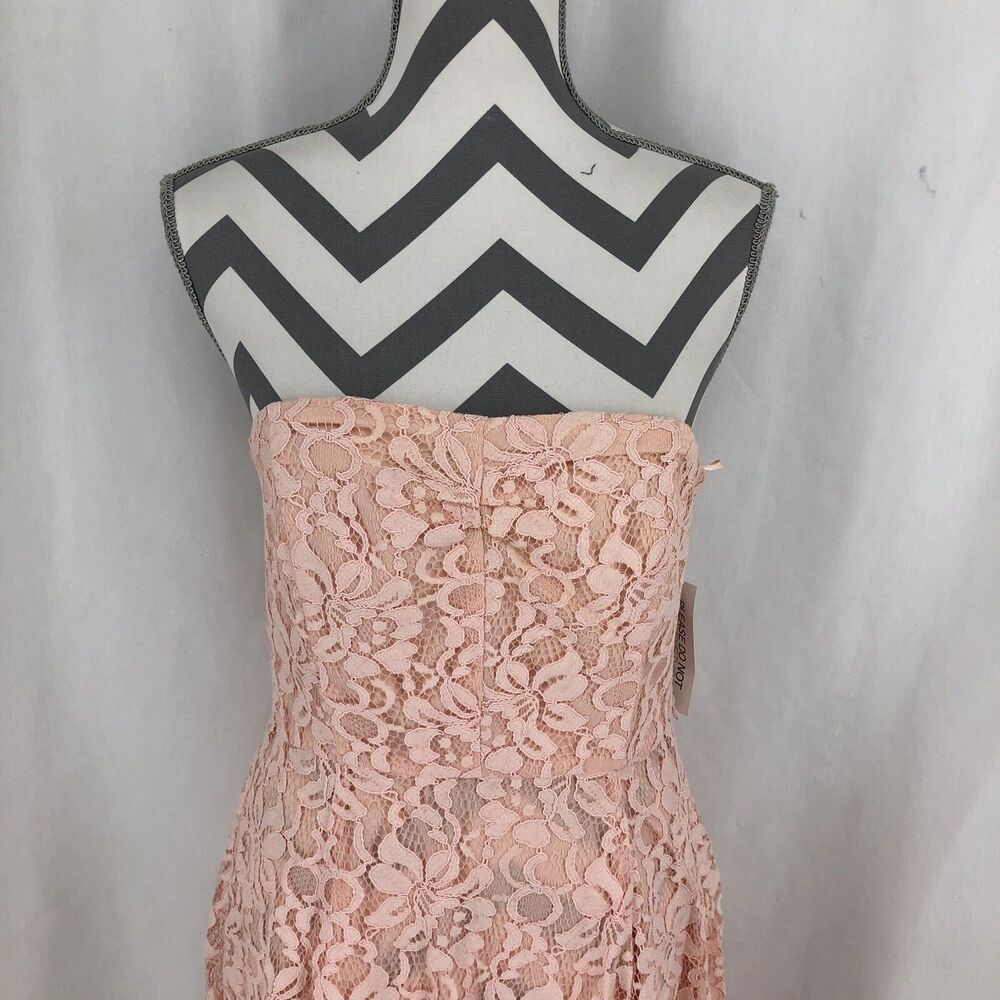 Eva Mendes Bridal Party Strapless Fit and Flare Pink Floral Lace Dress 6 NWT